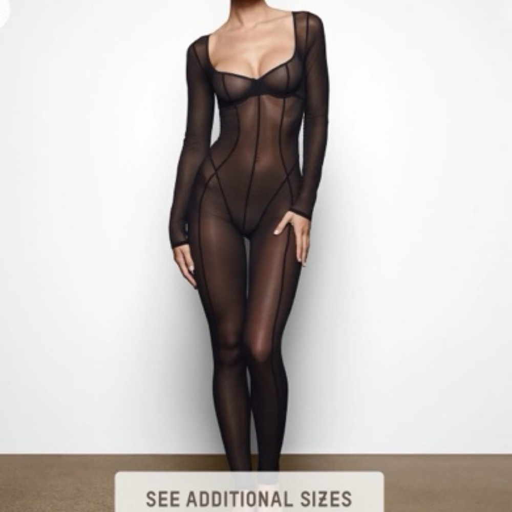 Skims Mesh Black Bodysuit